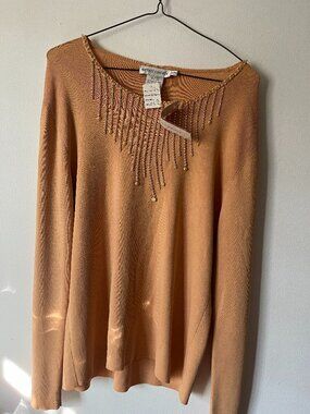 Vintage bran new Beta's Choice ribbed knit sweater in a warm camel/tan tone.
